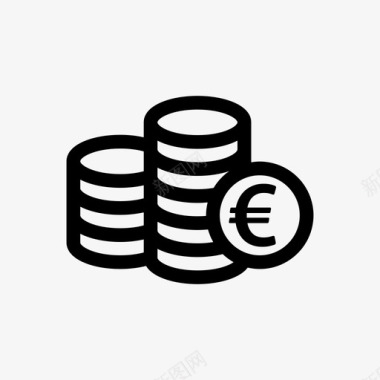 欧元硬币货币支付图标图标