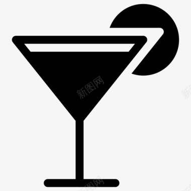 马提尼酒玻璃杯图标图标