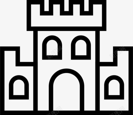 城堡设防塔楼图标图标