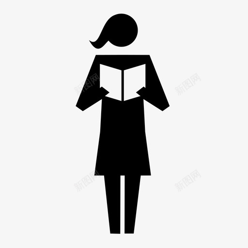 阅读站立读者图标svg_新图网 https://ixintu.com 书籍 妇女 教育 教育家 站立 读者 阅读