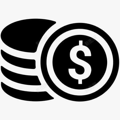 硬币银行货币图标svg_新图网 https://ixintu.com 储蓄 商业实体图标 堆叠 硬币 美元 货币 银行