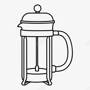 法式印刷机意式浓缩咖啡机咖啡机图标图标