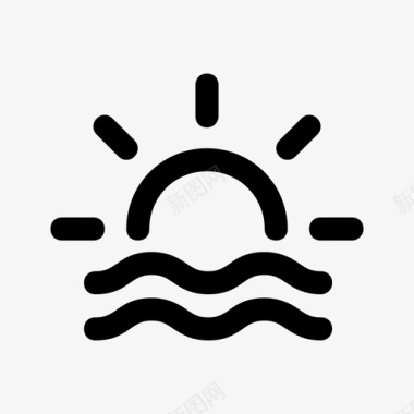 太阳海温暖日落图标图标
