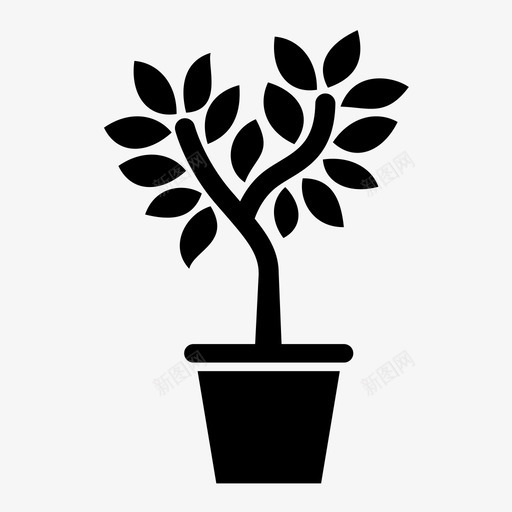植物小树盆栽图标svg_新图网 https://ixintu.com 办公室 小树 树叶 植物 生长 盆景树 盆栽 自然