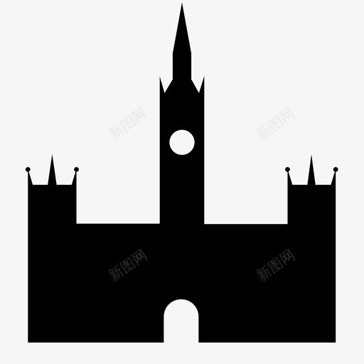 市政厅塔楼老建筑图标svg_新图网 https://ixintu.com 城堡 塔楼 大教堂 市政厅 建筑 教堂 老建筑