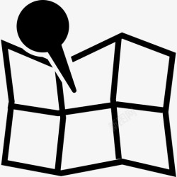 加上基本的应用开放折叠地图上的定位器地图和旗帜基本应用图标高清图片