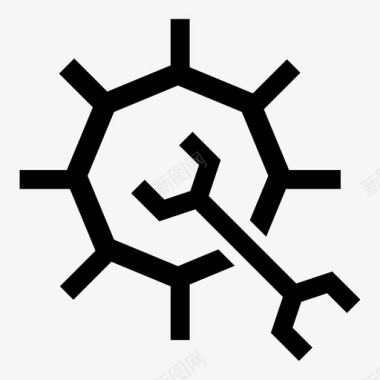 齿轮和扳手工具拧紧图标图标