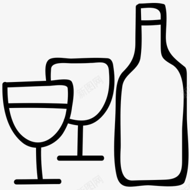 酒精酒杯素描图标图标