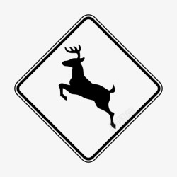 荒野鹿过马路鹿交通图标高清图片