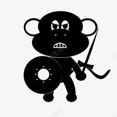 愤怒的武士猴子图标图标