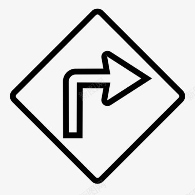 右转路标交通路肩图标图标
