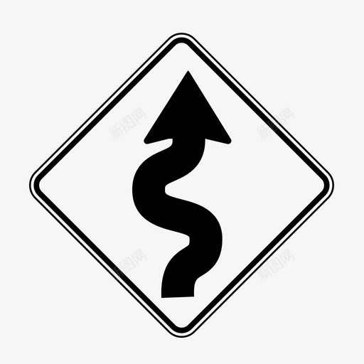 弯道警告标志美国图标svg_新图网 https://ixintu.com 交通 卡车 州 弯道 法律 美国 美国交通标志 警告标志 路标