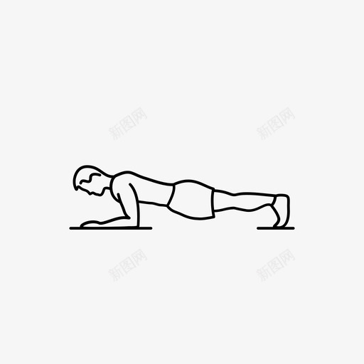 平板式训练力量图标svg_新图网 https://ixintu.com 俯卧撑 健身 力量 平板 平板式 平衡 形式 男子 腹肌 训练 锻炼