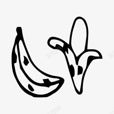 香蕉涂鸦绘画图标图标