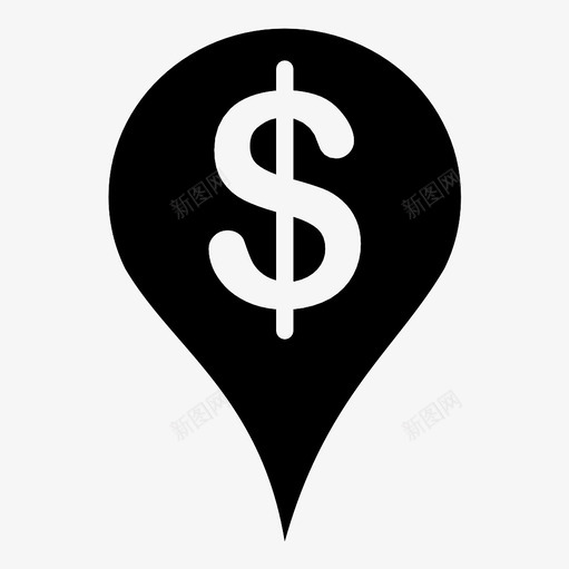 地图标记货币导航svg_新图网 https://ixintu.com 位置 图钉 地图标记 导航 指针 点 货币 路线