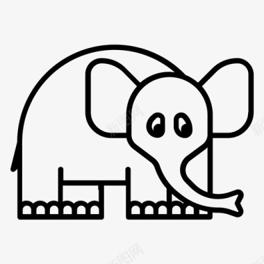 大象几何动物可爱的动物图标图标