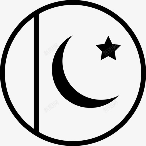 巴基斯坦国旗星星代表图标svg_新图网 https://ixintu.com 世界 代表 国家 巴基斯坦国旗 星星 月亮 欧洲 轮廓圆形世界旗帜