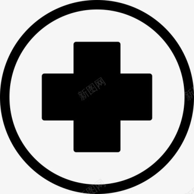 急救十字在黑色圆圈内医学基本应用图标图标
