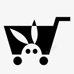 购物车兔子购物车销售卷图标高清图片