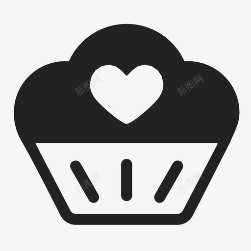 纸杯蛋糕甜点糖霜图标svg_新图网 https://ixintu.com 心形 爱情 甜点 甜蜜 糖霜 纸杯蛋糕