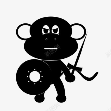 愤怒的武士猴子图标图标