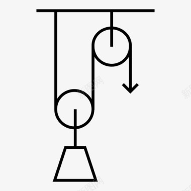 滑轮系统科学绳索图标图标