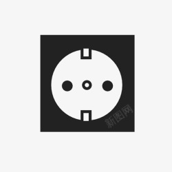双孔插座双孔圆形电插座图标高清图片