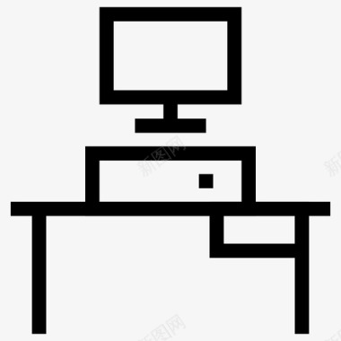 书桌桌子和液晶显示器屏幕图标图标