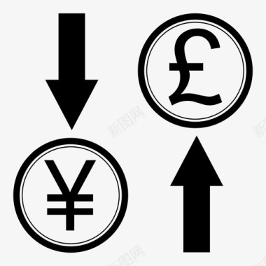 日元兑换季度英镑图标图标
