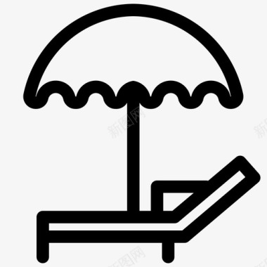 躺椅日光浴晒黑图标图标