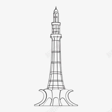 巴基斯坦塔建筑巴基斯坦尖塔图标图标
