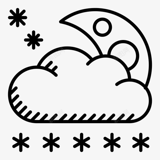 雪夜天气图标svg_新图网 https://ixintu.com 天气 雪夜