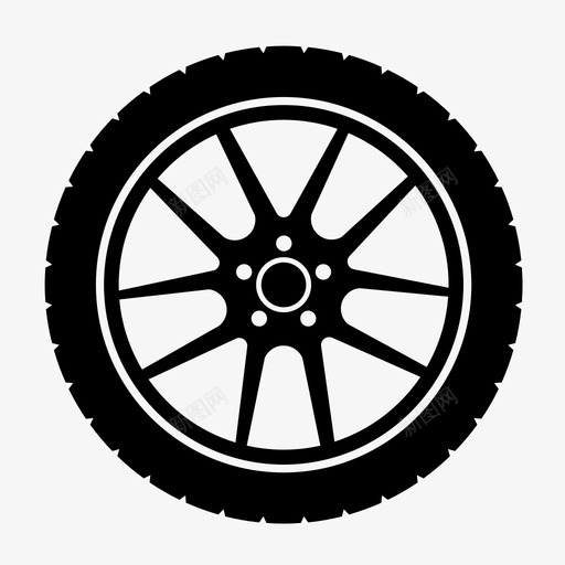 轮胎运动辐条图标svg_新图网 https://ixintu.com 孔 橡胶 汽车 赛车 车轮 轮胎 轮辋 辐条 运动 金属