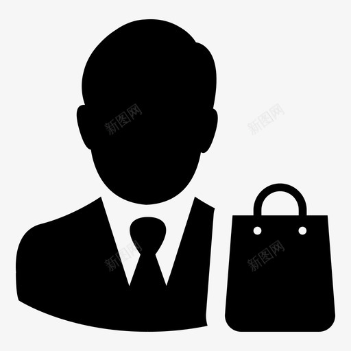 买家购物袋人图标svg_新图网 https://ixintu.com 买家 人 商人 头像 电子商务 男子 男性 账户 购物袋