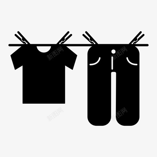 晾衣绳t恤裤子图标svg_新图网 https://ixintu.com t恤 晾干 晾衣绳 洗衣房 牛仔裤 裤子