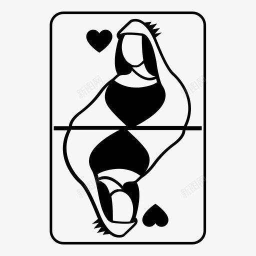 扑克牌拉斯维加斯魔术图标svg_新图网 https://ixintu.com 扑克牌 拉斯维加斯 游戏 皇后 红桃皇后 魔术