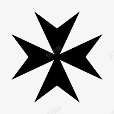 马耳他十字对称锋利图标图标