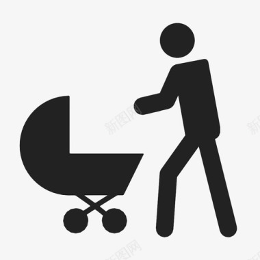 婴儿车步行车监护人图标图标