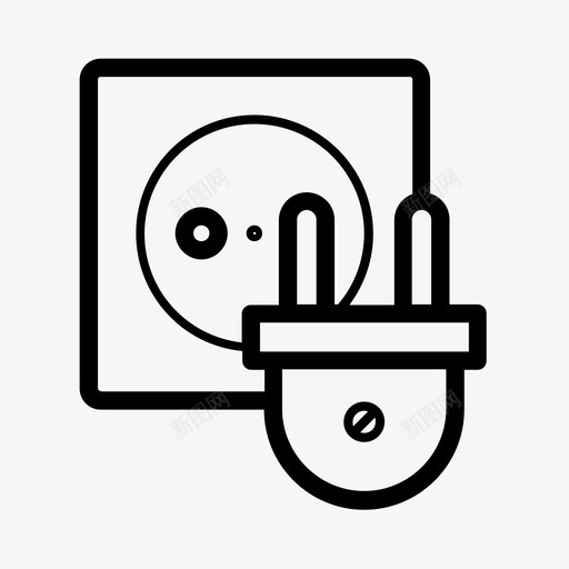插头建筑电气图标svg_新图网 https://ixintu.com 储存建筑材料 建筑 插头 插座 电工 电气