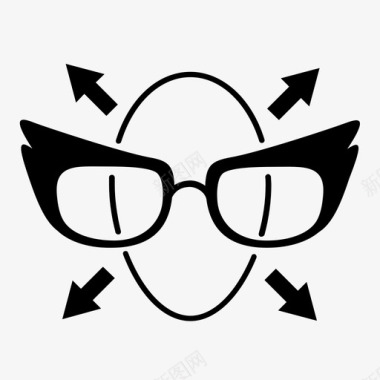 超大镜框眼睛眼镜图标图标