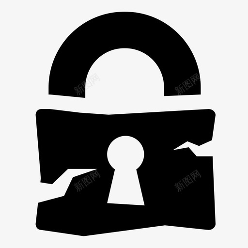 锁易损已用图标svg_新图网 https://ixintu.com 不安全 已用 抢劫 挂锁 损坏 撕破 易损 未锁 锁 锁孔