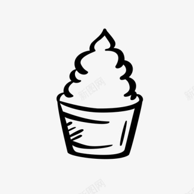 冰淇淋冰淇淋杯手绘图标图标