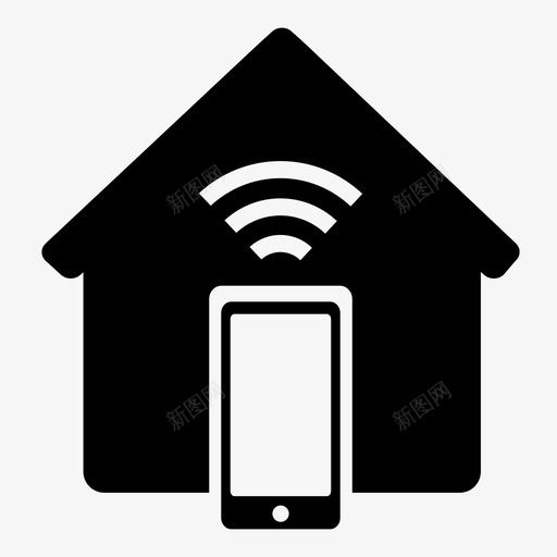 智能家居智能手机信号图标svg_新图网 https://ixintu.com 互联网 信号 套件 控制 智能家居 智能手机 移动wifi