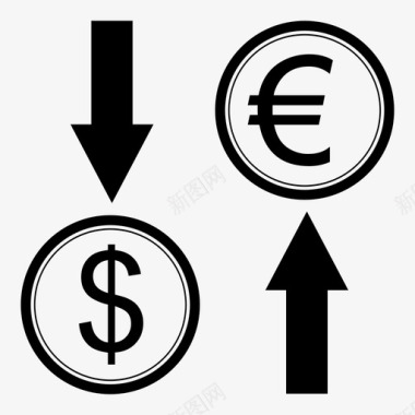 欧元兑美元便士纸币图标图标