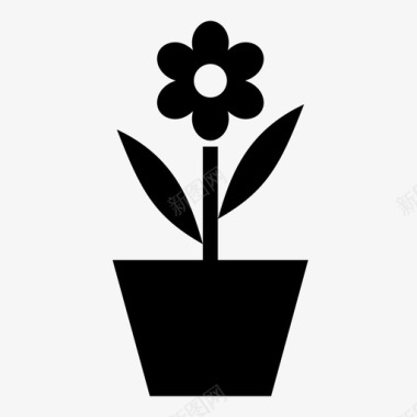 花卉花盆种植图标图标
