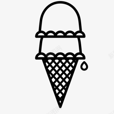 冰淇淋华夫饼两勺图标图标