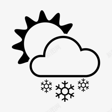 晴朗的雪天气图标图标