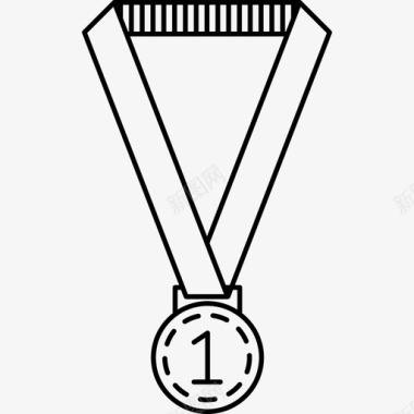 奖牌悬挂丝带体育体育挑战中风图标图标