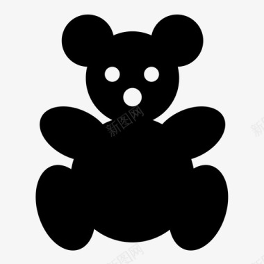 泰迪熊填充动物礼物图标图标