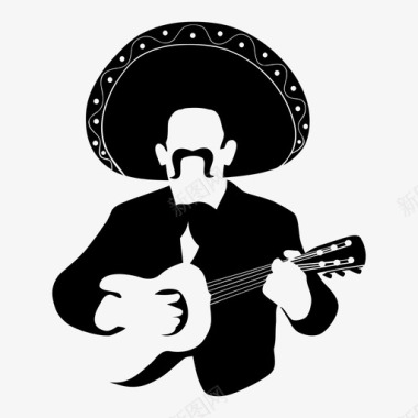 马里亚奇演奏者墨西哥人西班牙人图标图标